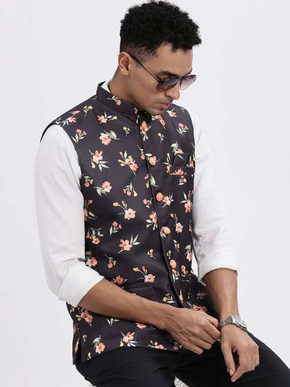 SHOWOFF Printed Woven Nehru Jackets