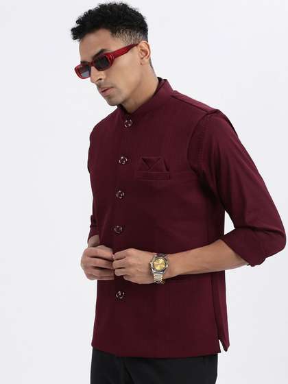 SHOWOFF Woven Nehru Jackets