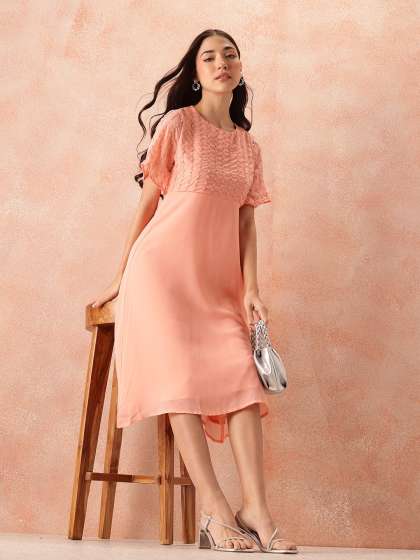 all about you Sequined Flared Sleeves Fit & Flare Dress