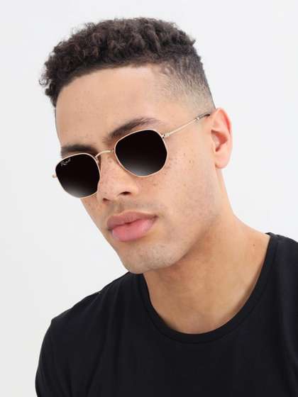 RESIST EYEWEAR
                        UNISEX Gold Black UV Protected Hexagonal
                        Sunglasses