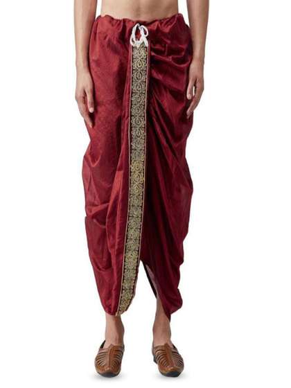 FANZI Men Silk Dhoti
                        Pant with Lace Work
