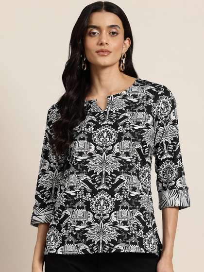 HERE&NOW Printed Pure Cotton Short Kurti