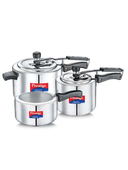 Buy Prestige Nakshatra Essential Svachh Stainless Steel 3 Pressure Cooker Combi(5+3+2)L+2 Lids - Pressure Cooker for Unisex 31278776 | Myntra