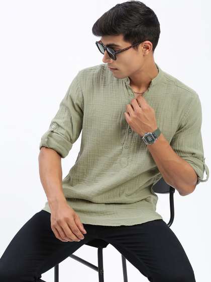 SHOWOFF Mandarin Collar Straight Kurta