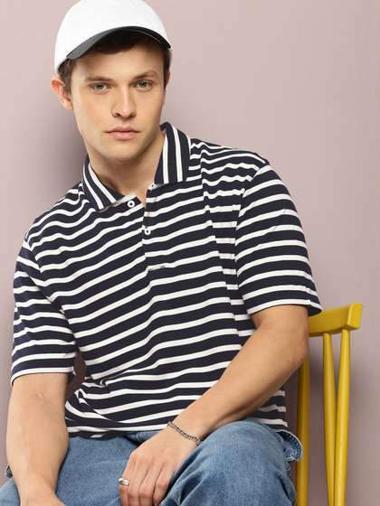 Kook N Keech Men Striped Polo Collar Pure Cotton T-shirt