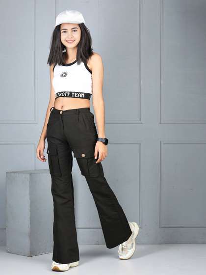 Cutiekins Girls Mid-Rise
                    Easy Wash Cargos Trousers