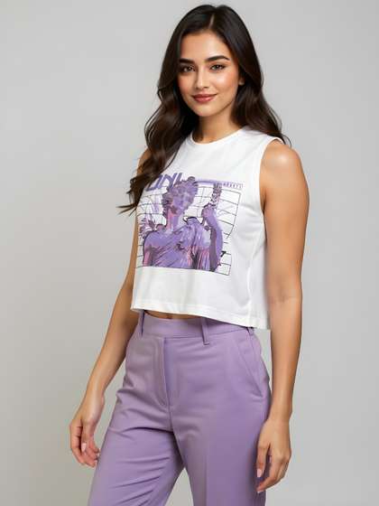 Printed Boxy Crop T-shirt