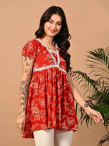 JAHIDA COMFORT WITH STYLE Square Neck Printed Tunic