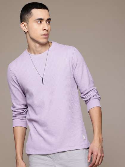 Roadster The Lifestyle Co. Textured Drop-Shoulder Sleeves Relaxed T-shirt