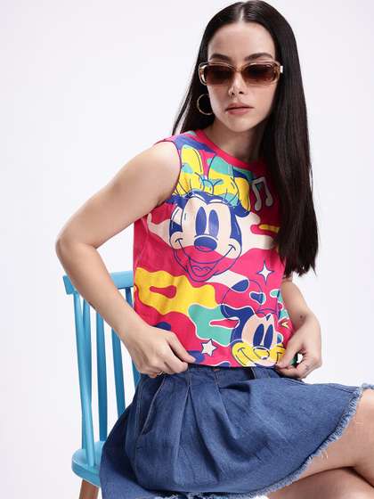 Kook N Keech Disney
                        Mickey Mouse Printed Pure Cotton Crop T-shirt