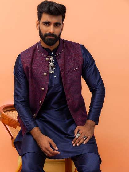 KISAH Men Woven Design Nehru Jacket
