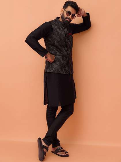 KISAH Woven Design Nehru Jacket