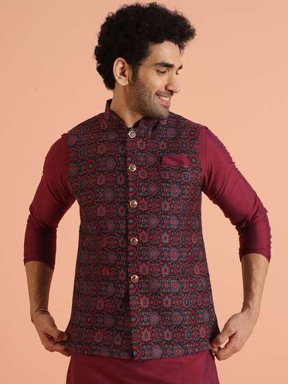 KISAH Woven Design Nehru Jackets