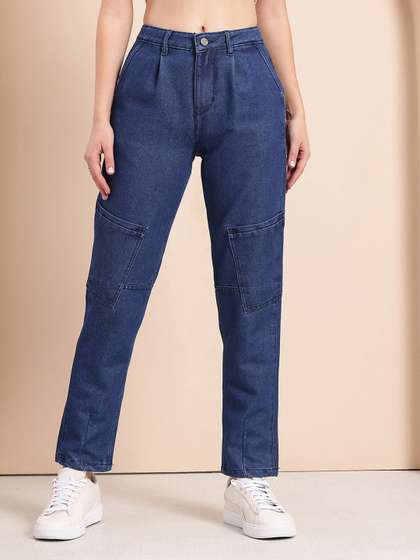 Mast & Harbour
                        Women Pleated Mom Fit Stretchable Jeans