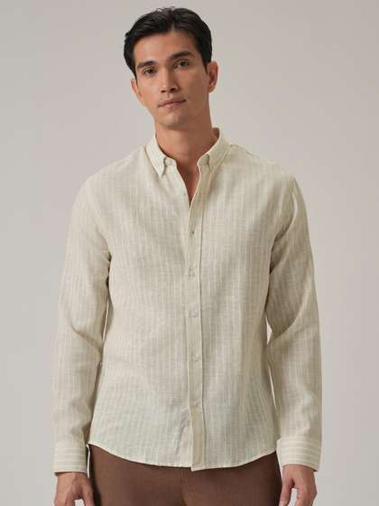 Banana Club Men
                          Classic Slim Fit Semi Sheer Striped Casual
                          Shirt