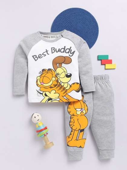 YK X Tinyo Boys
                      Garfield Printed Pure Cotton T-shirt and Joggers