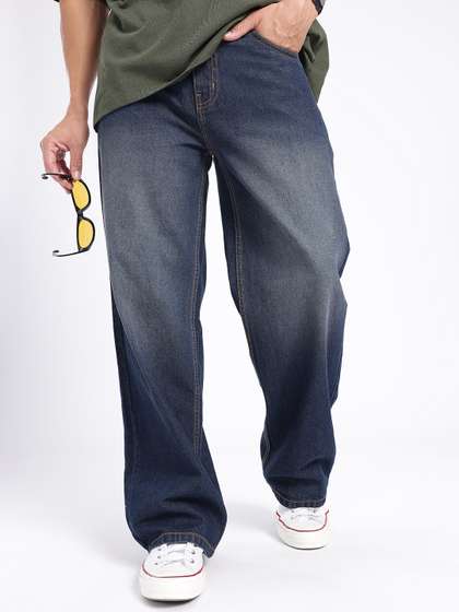 glitchez Men Wide
                        Leg Heavy Fade Jeans