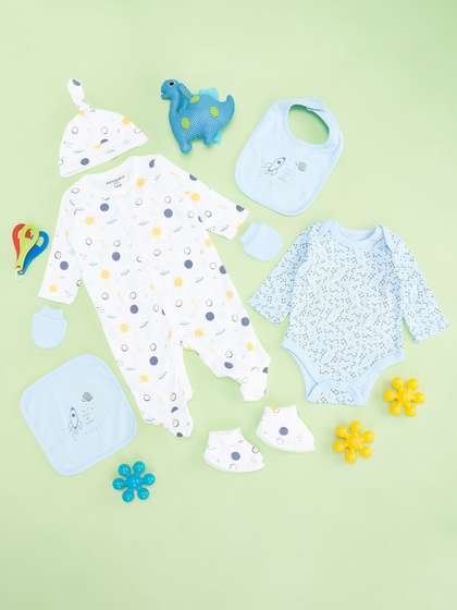 Pantaloons Baby Infant
                    Boys 7-Piece Printed Pure Cotton Baby Apparel Gift
                    Set