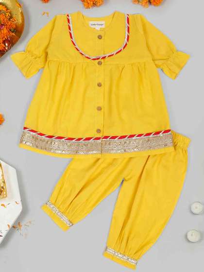 LITTLE GINNIE Girls
                    Round Neck Kurti With Pyjamas