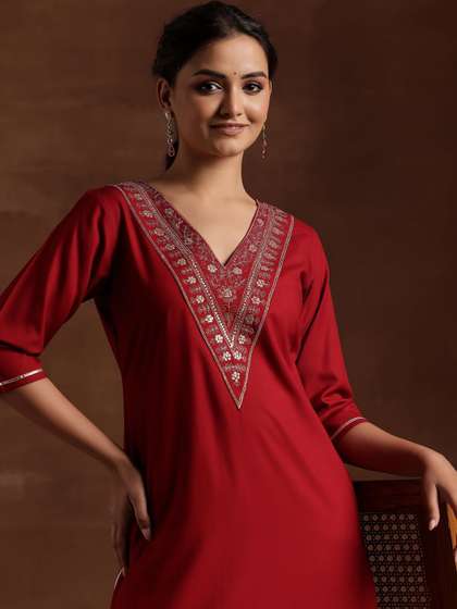 Libas Women Floral Yoke Design Kurta