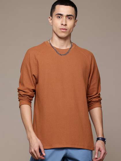 Roadster The Lifestyle Co. Textured Raglan Sleeves Relaxed Fit T-shirt