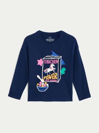 Marks & Spencer Pure
                    Cotton Unicorn Print Glitter Top