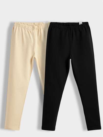 Orange Sugar Girls Pack
                    Of 2 Cotton Ankle-Length Leggings
