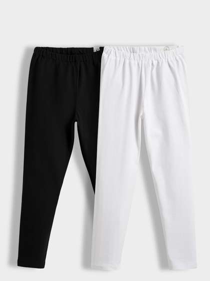 Orange Sugar Girls Pack
                    Of 2 Cotton Leggings