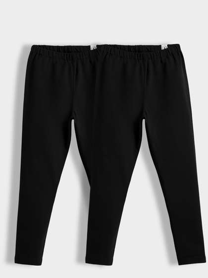 Orange Sugar Kids Girls
                    Pack Of 2 Cotton Mid-Rise Ankle-Length Leggings