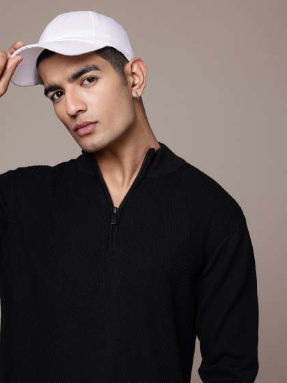 The Roadster Lifestyle Co. Textured Half Zipper Compact Cotton Pullover