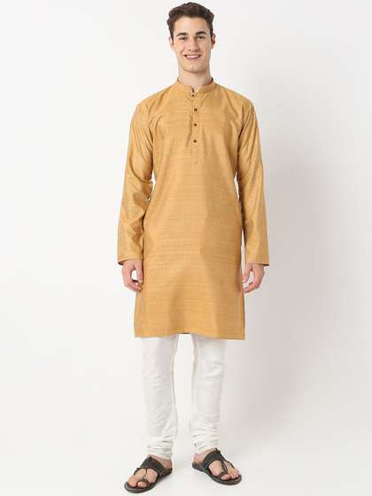 BELLAZO Mandarin Collar Cotton Silk Straight Kurta