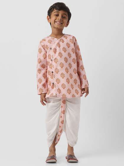 Nauti Nati Boys Ethnic
                      Motifs Printed Pure Cotton Straight Kurta With
                      Dhoti Pants