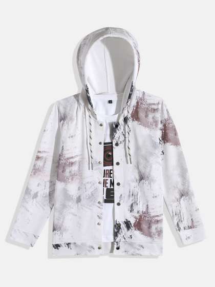 CAVIO Boys Abstract
                    Printed Lightweight Jacket with Tshirt