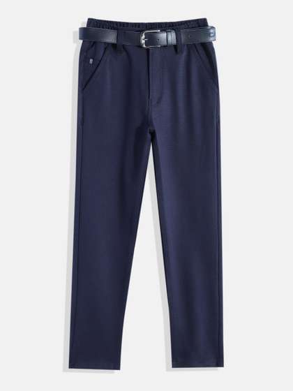 CAVIO Boys Wrinkle Free
                    Chambray Trousers With Belt