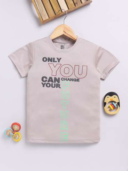 HRX by Hrithik Roshan Boys Typography Printed Rapid-Dry T-shirt