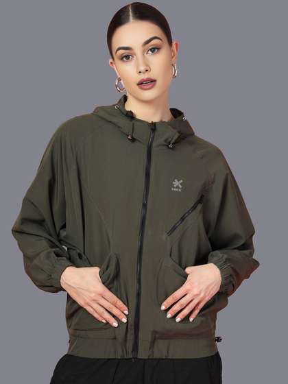 HRX by Hrithik
                        Roshan Women Hooded Solid Casual Tailored
                        Windcheater Jacket