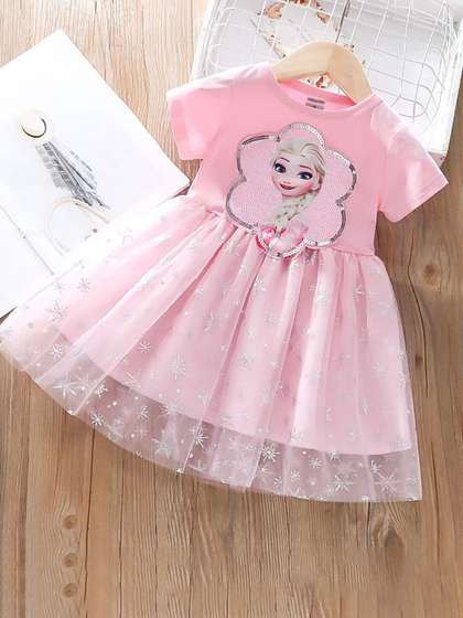 YK Girls Embellished
                    Cotton Fit & Flare Dress