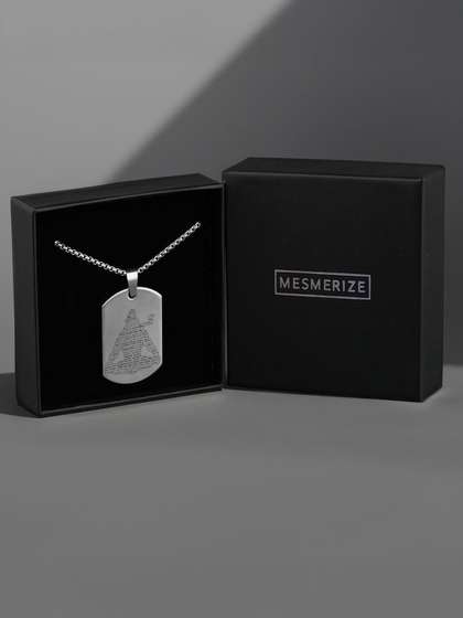 Mesmerize Men Mahadev
                    108 Names Jyotirling Micro Carved Tag Pendant With
                    Chain