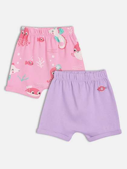 MINI KLUB Girls Pack
                      Of 2 Conversational Printed Cotton Shorts