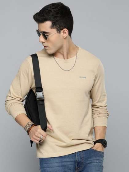 R.Code by The Roadster Life Co. Men Solid Round Neck Cotton T-shirt