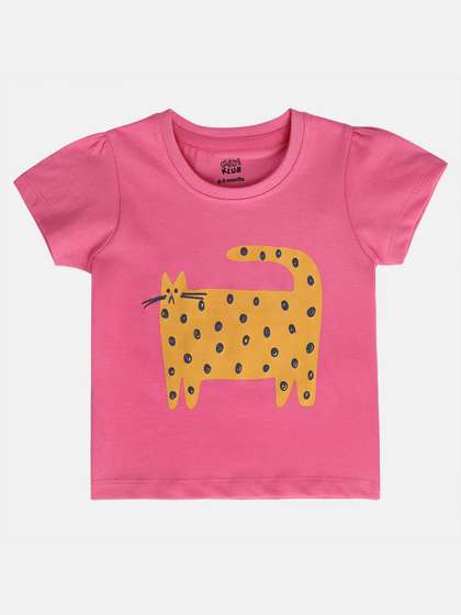 MINI KLUB Girls Animal
                    Printed Pure Cotton Top