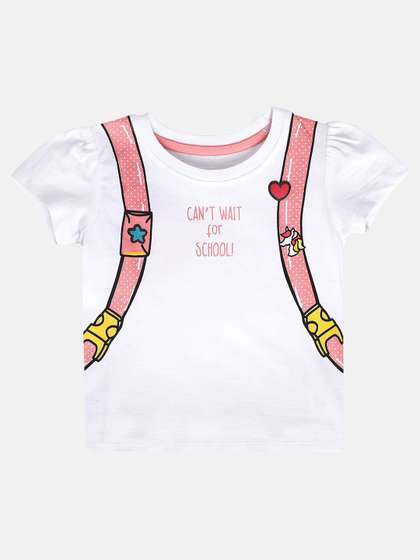 MINI KLUB Girls Graphic
                    Printed Pure Cotton Regular Top