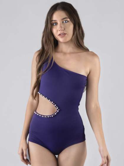 Keepfit Women One
                        Shoulder Cutout Padded Swimsuit