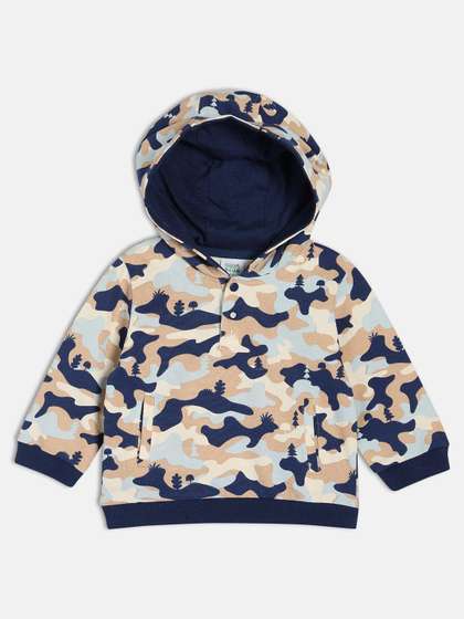 MINI KLUB Boys Cotton
                      Printed Hooded Pullover Sweatshirt