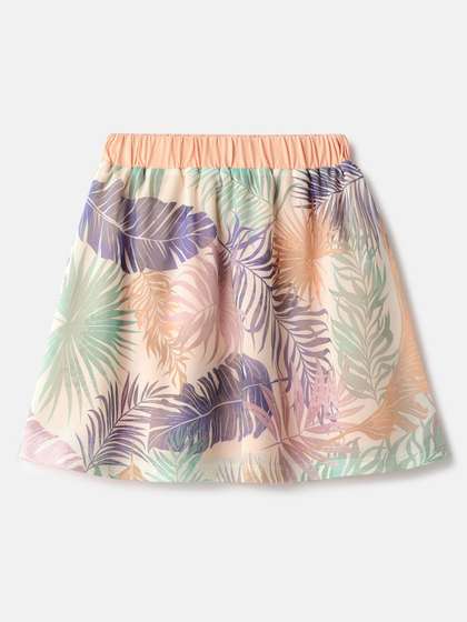 United Colors of Benetton Girls Tropical Printed A-Line Knee Length Skirts