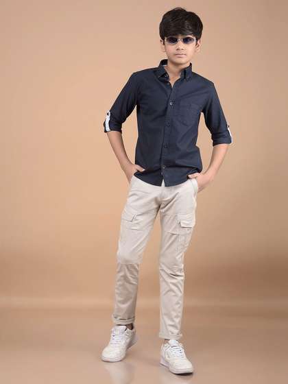 Crimsoune Club Boys
                    Classic Button-Down Collar Solid Cotton Casual
                    Shirt