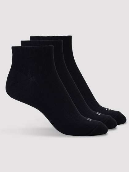 CULT Men Pack of 3 Low
                    Ankle Cotton Socks Black