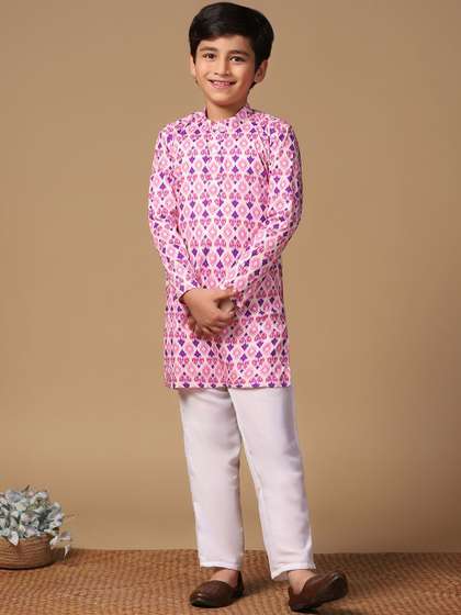 FASHION DREAM Boys
                      Ethnic Motifs Printed Mandarin Collar Straight
                      Kurta with Pyjamas