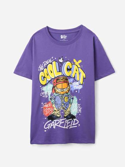The Souled Store Boys Garfield Purple Tshirts