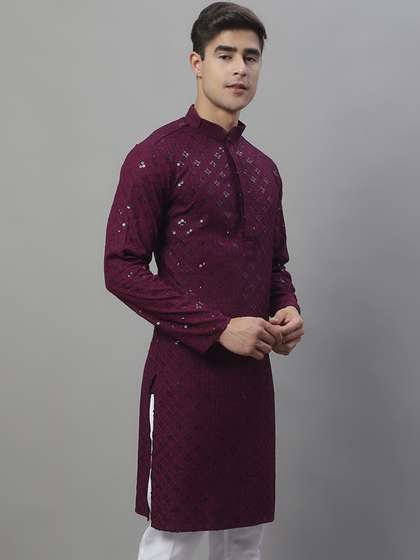 Jompers Men Geometric Embroidered Kurta